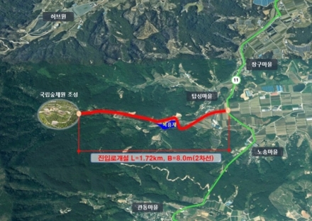 정읍시, 국립정읍숲 체원 1.72㎞ 왕복 2차로 진입도로 착공