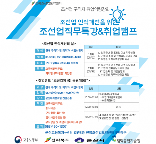 군산시, 조선업 인식개선 및 취업역량 강화 지원 프로그램 운영