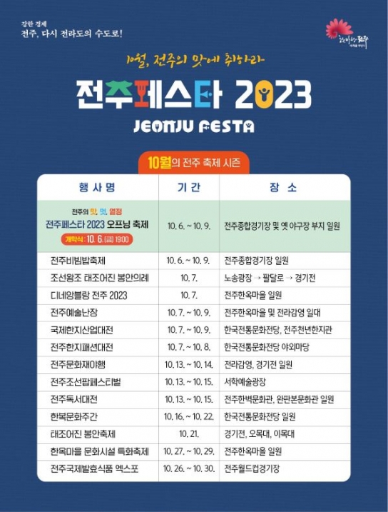 '전주페스타 2023'에서 즐기는 전주만의 14개 축제